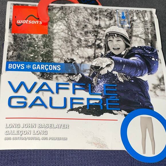 Watsons Boys Large 14-16 Thermal Long John Base Layer Pants Waffle Legging Blue - Picture 9 of 11